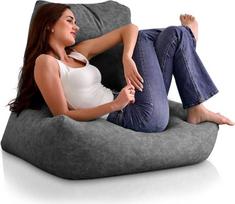 "Aiire" prabangus šiuolaikinio dizaino dirbtinės odos "Bean Bag" kėdė XXL su užpildu suaugusiesiems ar paaugliams (pilka)