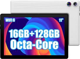 "Ainmel" planšetinis kompiuteris 11 colių "Android" 14 planšetinis kompiuteris su aštuonių branduolių 2,0 GHz procesoriumi, 16GB RAM, 128GB ROM, 1 TB TF, 5G + 2,4G "WiFi 6", 8 + 5 MP dviguba kamera, 6800 mAh baterija, "Bluetooth 5.0", baltos spalvos