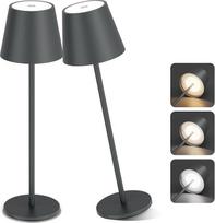 "Aipsun" 2 reguliuojamų LED stalinių šviestuvų su baterijomis pakuotė, 6000 mAh, belaidis stalinis šviestuvas, šiltos baltos spalvos (2700 K - 6000 K), IP54, lauko stalinis šviestuvas restoranui, miegamajam, barui (antracitas)