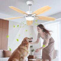 "Airwit" 106 cm tylus lubų ventiliatorius su apšvietimu ir nuotolinio valdymo pulteliu, dvipusis sparninis lubų ventiliatorius su apšvietimu, reguliuojamo apšvietimo LED lempa su ventiliatoriumi miegamajame, svetainėje, nuolatinės srovės variklis