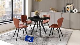 "Aldo Design" valgomojo stalas apvalus juodas matinis ištraukiamas nuo 90 cm iki 145 cm apvalus valgomojo stalas virtuvės stalas apvalus funkcinis stalas ovalus virtuvės stalas valgomojo stalas ištraukiamas stalas konsolinis stalas