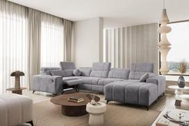 "All4All Bruno IV Mix" kampinė sofa su miego funkcija, lovos dėžė, U formos, Premium XXL gyvenamasis kraštovaizdis, sofa, sofa lova, kampinė sofa, reguliuojami galvos atlošai, sofa 26 (spyruoklė 1102, dešinė)