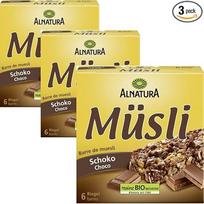"Alnatura" grūdų batonėlis šokoladinis (6 vnt.) 150 g x 3 pakuotės su "Pufai" nemokama staigmena