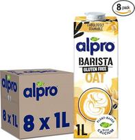 "Alpro Barista" avižų gėrimas - putojantis - veganiškas ir be pieno - natūraliai be laktozės - daug skaidulų, kalcio ir vitaminų - 8 x 1 litras - patvarus