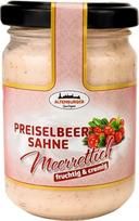 "Altenburger" originalus spanguolių kremas su krienais, 140 g stiklinėje, vaisinis kreminis malonumas, tinkantis prie žvėrienos ir sūrio