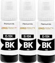 "Amaprint" juodas rašalas, suderinamas su "Epson" 104 "EcoTank" ET-4800 ET-2871 ET-2870 ET-2862 ET-2861 ET-2811 (3 x 70 ml rašalo buteliukai)