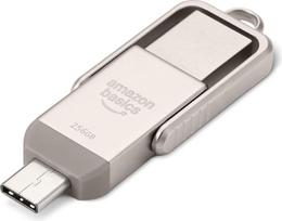 "Amazon Basics" 256GB USB atmintinė "Memory Stick" Dviejų prievadų USB atmintinė (USB-C ir USB-A), šampano sidabro spalvos