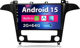 "Android 15 IPS" automobilinis radijas, tinkamas "Ford S-Max" (2007-2015 m.) - Integruotas "CarPlay" / "Android Car" - Nemokama atbulinės eigos kamera - 2G + 64G - Valdymas vairu DAB Fast-Boot Bluetooth WiFi 4G DSP - 2 DIN 9