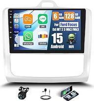 "Android 15", 6G+128G 8 branduolių GOHHDL automobilinis radijas 2Din "Ford Focus Exi MT 2 3 Mk2/Mk3 2004-2011 Carplay Android automobilis, 9 colių ekranas su BT GPS WiFi FM/RDS HiFi EQ DSP SWC galinio vaizdo kamera + CANBUS