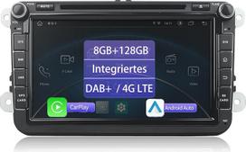"Android" automobilinis radijas "Seat/Skoda/VW Touran Sharan Caddy Golf 5/6 T5 Polo Universalus dvigubo DIN radijo imtuvas su mygtukais/Bluetooth/Navi/WiFi/DAB (8GB + 128GB)