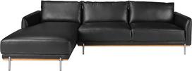 "Ángel Cerdá" kampinė sofa su kairiuoju šezlongu - 5 vietų sofa iš natūralios karvės odos - modernus dizainas - tvirta ir patogi - elegancija ir funkcionalumas - 295 x 160 x 83 cm - spalva: