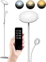 "Anten København Floor Lamp LED Dimmable 30 W Uplighter with 5 W Reading Lamp 3000-6000 K Floor Lamp for Living Room with Remote Control and Touch Control, LED Floor Lamp for Bedroom and Office, Silver