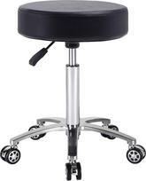 "Antlu Rolling Stool", reguliuojamo aukščio taburetė su ratukais, pasukama taburetė, darbo taburetė, biuro taburetė, taburetė (juoda)
