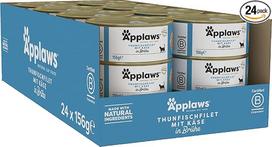 "Applaws 100% Natural Premium Wet Cat Food Tuno filė su sūriu sultinyje - 24 skardinių po 156 g pakuotė