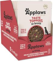 "Applaws Taste Toppers" 100% natūralus šlapio šunų ėdalo priedas, be grūdų, jautiena su daržovėmis sultinyje, 85 g maišelis (12 x 85 g maišelių)