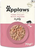 "Applaws" 100% natūralus drėgnas kačių maistas - tuno filė su krevetėmis drebučiuose, 16 x 70 g skardinių