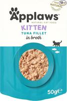 "Applaws" 100% natūralus drėgnas maistas kačiukams, tuno filė sultinyje - 12 x 50 g maišelių pakuotė