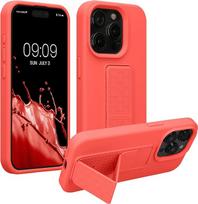 "Apple iPhone 15 Pro Max" mobiliojo telefono dėklas - TPU silikoninis dėklas su pirštų laikikliu ir stovu - apsauginis koralų spalvos dangtelis