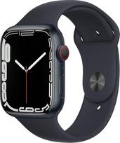"Apple Watch Series 7" (GPS + mobilusis ryšys, 45 mm) aliuminio korpusas Midnight su Midnight sportiniu dirželiu (Atnaujintas)
