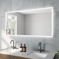 "AQUABATOS Echos" serijos LED vonios kambario veidrodis didelis 140 x 70 cm su apšvietimu Šilta balta 3000 K Neutrali balta 4500 K Šalta balta 6400 K Jutiklinis jutiklis reguliuojamas sieniniu jungikliu Nuo rūko veidrodis šildomas