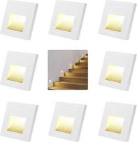 "Arotelicht" LED laiptų apšvietimas, 8 vnt. šiltos baltos spalvos, 3000 K, įleidžiamas sieninis apšvietimas, 60 mm, LED laiptų apšvietimas, skirtas laiptams, miegamajam, virtuvei, prieškambariui, apšvietimui, baltos spalvos