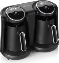 "Arzum Okka Minio Duo OK006-K" turkiškas kavos aparatas, 1-8 puodelių talpa, plaunamas kavos puodelis, garsinė signalizacija, kompaktiškas dizainas, 880 W galia, juoda/chromas