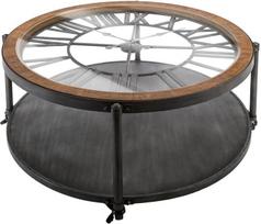 "Atmosphera Chrono" kavos staliukas iš metalo ir medžio D 90 cm juodas