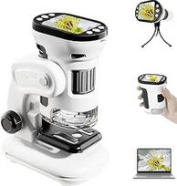 "Auveach" skaitmeninis mikroskopas vaikams "3-in-1", 1000X, USB nešiojamasis mikroskopas su 2,0 colių ekranu - mokslinis rinkinys, 14 paruoštų skaidrių ir 32GB atminties kortelė, edukacinė žaislinė dovana