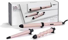 "BaByliss Curl and Wave Trio Multistyler", profesionalus garbanojimo geležčių rinkinys su 3 priedais garbanoms, bangoms ir paplūdimio bangoms, keraminė danga, rožinė, MS750E