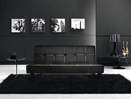 "Bagno Italia Relax" sulankstoma sofa lova 180 x 97 x 36 cm dirbtinė oda, juoda, 3 sėdimos vietos su stabilia pakreipimo sistema