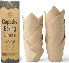 "Bake Choice" keksiukų dėklai "Tulips", 200 vnt., standartinio dydžio, plonesnis popierius "Nordic", 75 g/m², natūralus ir nebalintas ES pergamentinis popierius, skirtas vakarėliams ir Kalėdoms