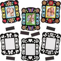 "Baker Ross" FN401 "Fuzzy Art Photo Frame" magnetukai spalvinimui - 12 pakuočių, aksominiai paveikslai vaikams, magnetukai šaldytuvui, skirti amatams ir tapybai