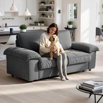"Ball & Cast" dvivietė sofa su miego funkcija - sofa su daiktadėže po sėdyne, 201 x 89 x 91 cm (plotis x aukštis x gylis), patogi moderniai svetainei, pilka