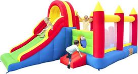 "Ballsea Bouncy Castle XXL" - milžiniška pripučiama pilis su dideliu nusileidimo kalneliu ir batutu, 592 x 290 x 216 cm - idealiai tinka vaikų gimtadienio šventėms ir sodui (be pūstuvo)