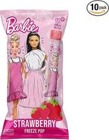 "Barbie Strawberry Freeze Pops" - užšaldomi braškių gėrimai vaikams, 10 vnt. - Barbės dizaino vaisiniai gaivieji gėrimai, idealiai tinka karštoms dienoms, vandens ledai, 10 ledų lazdelių (10 x 50 ml)