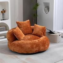 "Bean Bag Chair Couch", "Lazy Sofa" patvarus komfortiškas gultas su trimis pagalvėlėmis suaugusiesiems ir vaikams, skirtas patalpoms ir lauke, vienvietė žaidimų sofa miegamajam, biurui (oranžinė šenilinė)
