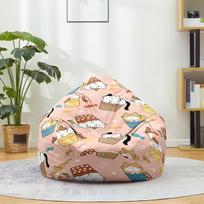 "Bean Bag" be užpildo, "Lazy Lounger Bean Bag" kėdės užvalkalas, katės spausdinimo lino "Bean Bag" užvalkalas, žaislų laikymo sėdynės pagalvėlė vaikams ir suaugusiesiems (rožinė, 130 x 150 cm)