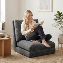 "Bean Bag" lova, sulankstomas laidas Sofa, 4-in-1 konvertuojama grindų sofa su didelio tankio putų užpildu, nuimamu ir skalbimo mašinoje skalbiamu užvalkalu svetainei, kolegijos bendrabučiui, svečių lovai (pilka)