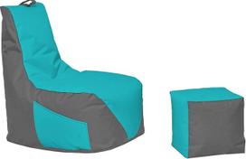 "Bean Bag" žaidimų krepšys su atlošu, sėdynės pagalvėlė - "Bean Bag" - grindų pagalvėlė, tinkama naudoti patalpose ir lauke - žaidimams su kompiuteriu "Xbox" ir "Playstation" (antracito - turkio spalvos, "Bean Bag" +