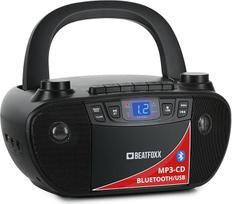 "Beatfoxx CDB-1016U BK Boombox" su kasete, CD grotuvu, radiju, "Bluetooth" ir USB - diktofonas su AUX įvestimi ir ausinių išvestimi - maitinamas maitinimo kabeliu arba 6 x C tipo baterijomis - vaikams ir suaugusiesiems