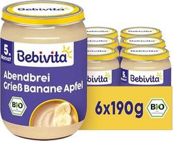 "Bebivita" vakarinė košė "Semolina Banana Apple", 6 vnt. (6 x 190 g)