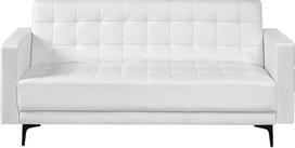 "Beliani Aberdeen" 3 vietų sofa lova dirbtinės odos balta dygsniuota metalinė konstrukcija juoda