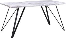 "Beliani Glamour Molden" valgomojo stalas baltas marmuras 150 x 80 cm su metaliniu rėmu juodas