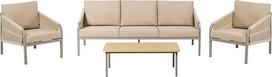 "Beliani Murato Lounge Set" 4 dalių aliuminio smėlio spalvos 3 vietų sofa, 2 foteliai ir stalas