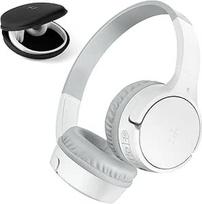"Belkin SoundForm Mini" belaidės vaikiškos ausinės su integruotu mikrofonu ir linksmais lipdukais, 30 valandų atkūrimo - ausinės per ausis mokymuisi, šventėms, "iPhone", "iPad", "Galaxy" - baltos spalvos