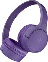"Belkin SoundForm Mini" belaidės vaikiškos ausinės su integruotu mikrofonu ir linksmais lipdukais, 30 valandų atkūrimo - ausinės per ausis mokymuisi, šventėms, "iPhone", "iPad", "Galaxy" - violetinės spalvos