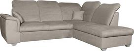 "Bergamo" L formos kampinė sofa iš veliūro Stilingas kampas su miego funkcija ir lovos dėže Minkštas kampas su reguliuojamais galvos atlošais, audinys: Viton 192 - Cappuccino, ottomanas: Dešinysis