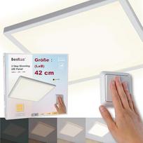 "BestLuz" LED panelinis lubų šviestuvas, plokščias, kvadratinis, 42 cm, 24 W, 2800 lm, 3 krypčių apšvietimas, neutralios baltos spalvos, 4000 K, su foninio apšvietimo efektu, skirtas vonios kambariui, miegamajam, svetainei, virtuvei, itin plonas