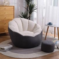 "Bezu Bean Bag" tingus sofos pupų maišas (be užpildo) žaidimams ar poilsiui - vidaus ir lauko poilsio kėdė "Gamer Bean Bag", smėlio spalvos, pilkas dygsniavimas