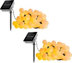 "Billy" 26 pėdų ilgio 60 LED saulės šviesos žibintai - šiltai balta - 2 vnt. pakuotė